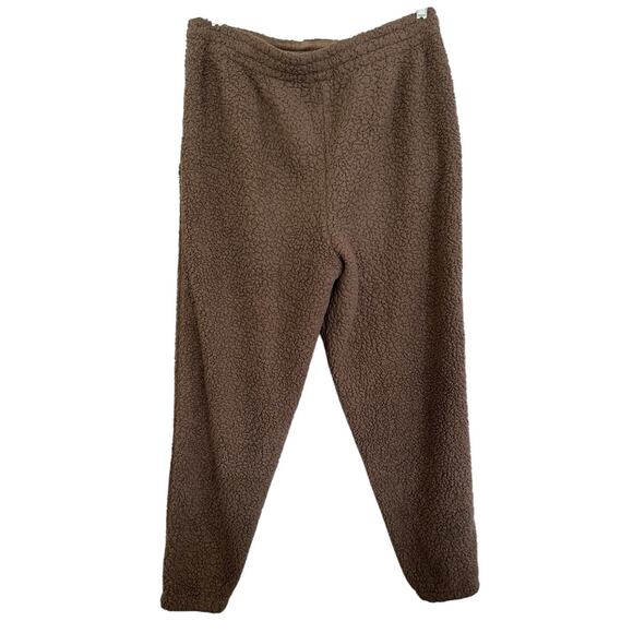 Skims Brown Teddy Sherpa Pull On Drawstring Jogger Sweatpants Pants Size Large - Picture 4 of 11